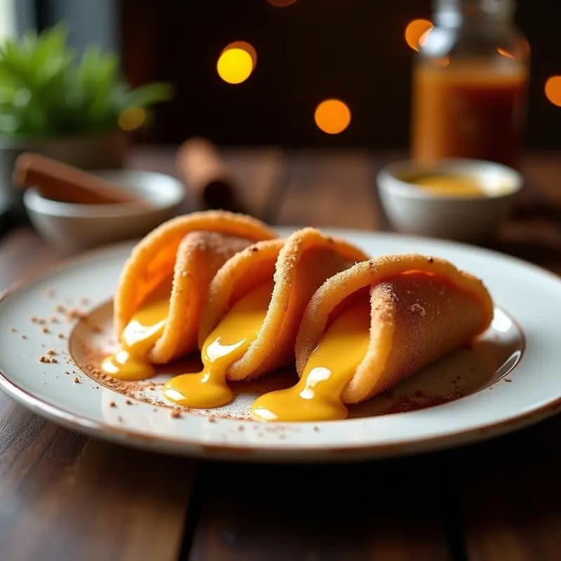 Tacos de Churros Rellenos de Crema Pastelera y Dulce de Leche: Receta Mexicana Dulce y Crujiente
