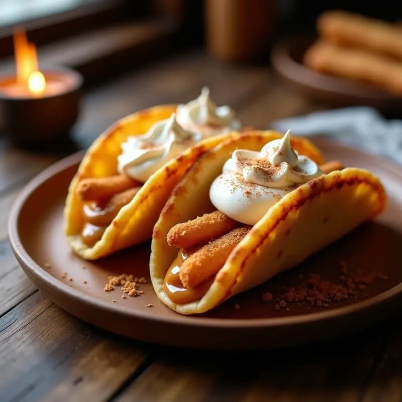 Tacos de Churros con Relleno de Dulce de Leche y Crema Batida: Postre Mexicano para Romper la Dieta