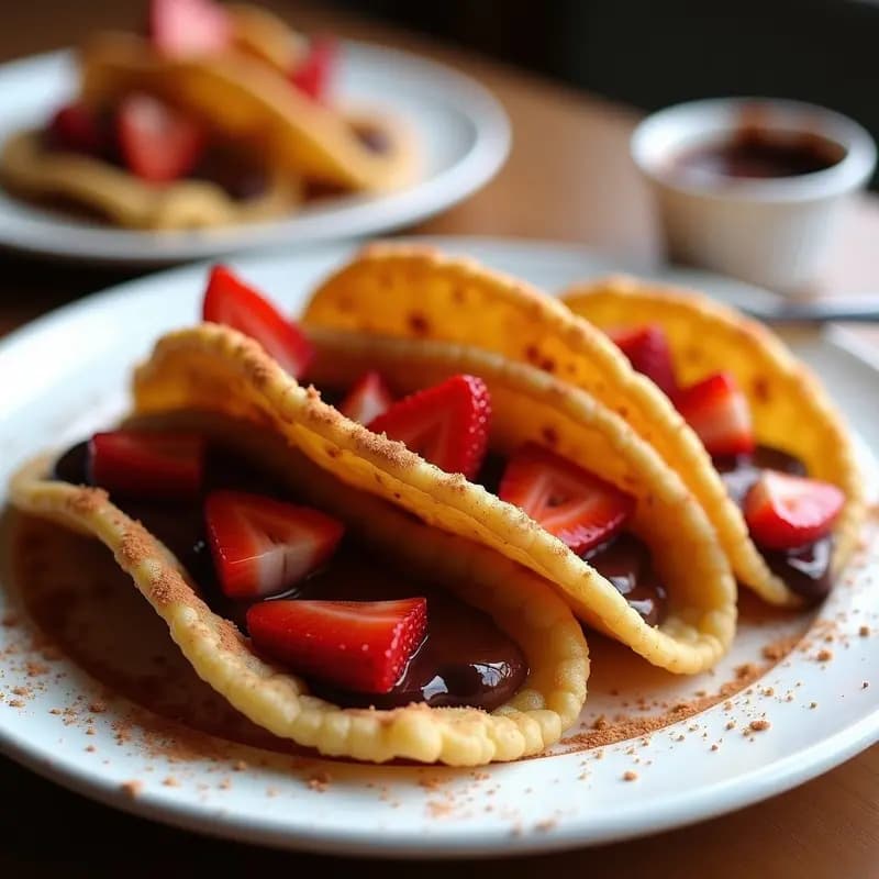 Tacos de Churros Rellenos de Nutella y Fresas: Postre Mexicano que Desafía la Gravedad