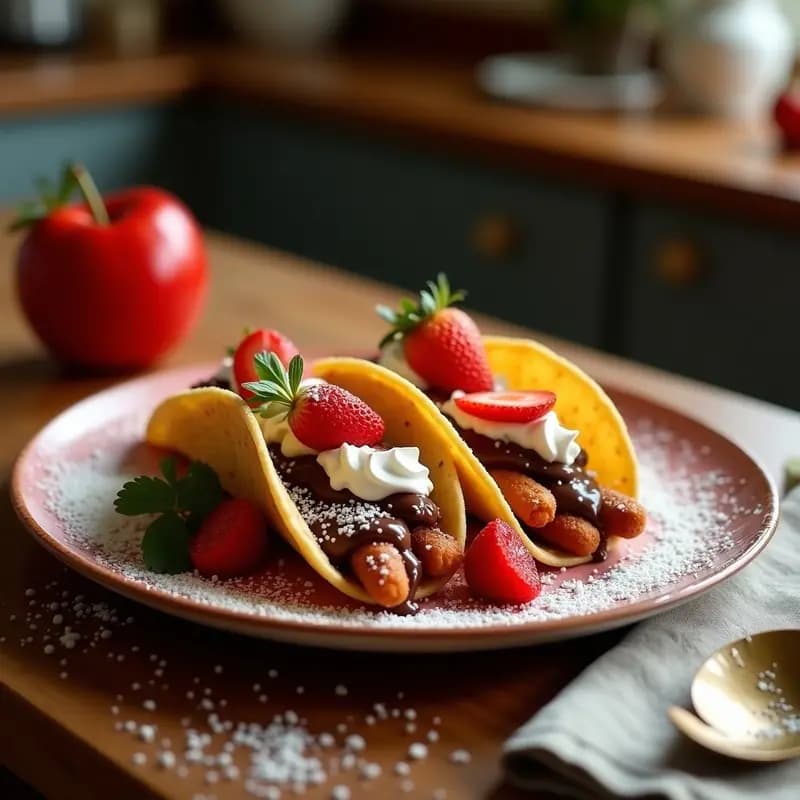 Tacos de Churros Rellenos de Nutella y Fresas: Receta Mexicana para Antojos Dulces