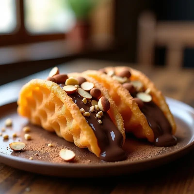 Tacos de Churros Rellenos de Nutella y Frutos Secos: Dulce Mexicano que Derrite