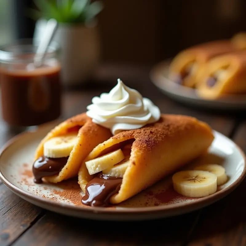 Tacos de Churros Rellenos de Nutella y Plátano: Postre Mexicano-Francés para Desayunar
