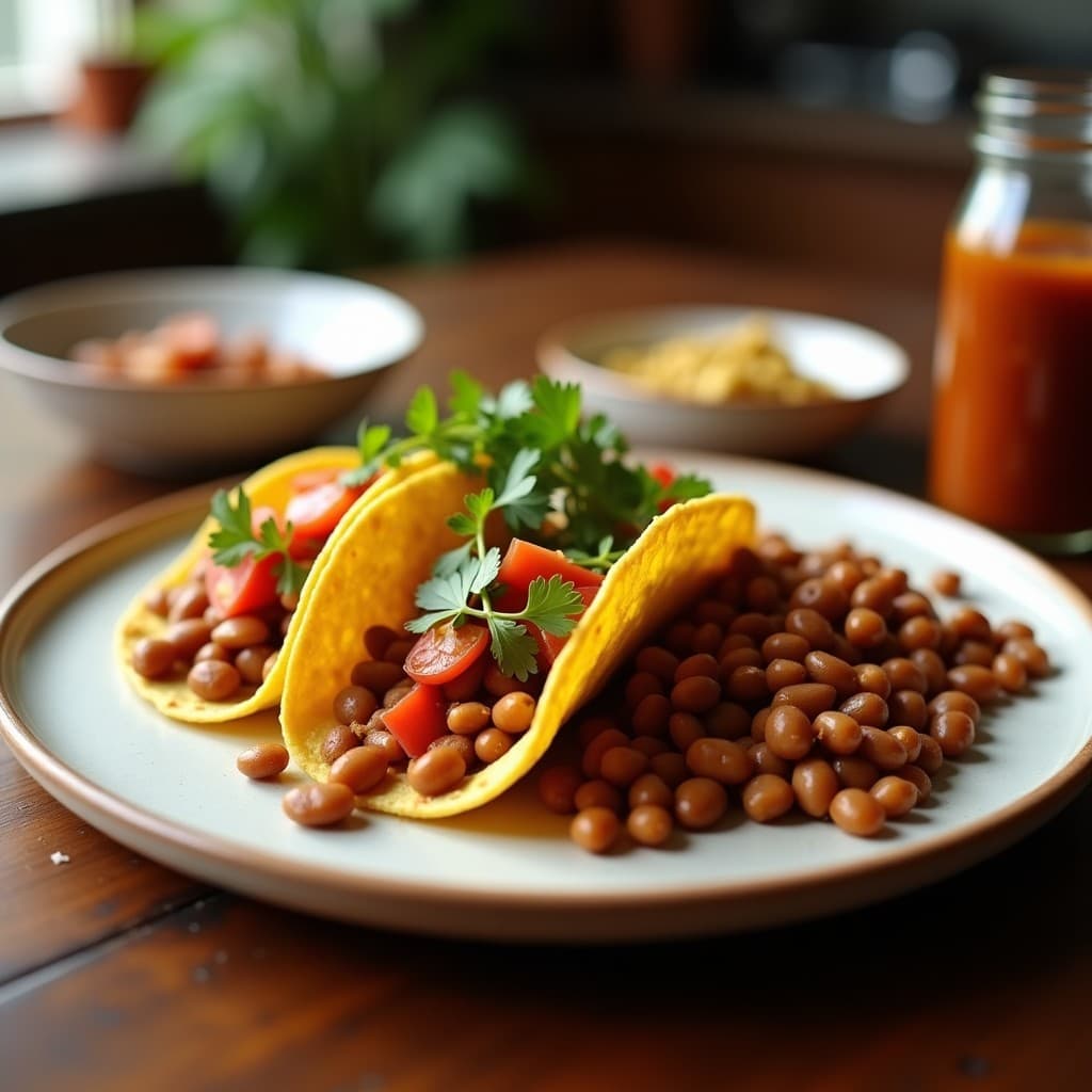 Tacos de Col Rizada y Frijoles Mungo con Salsa de Tamarindo: Receta India Vegana en Airfryer