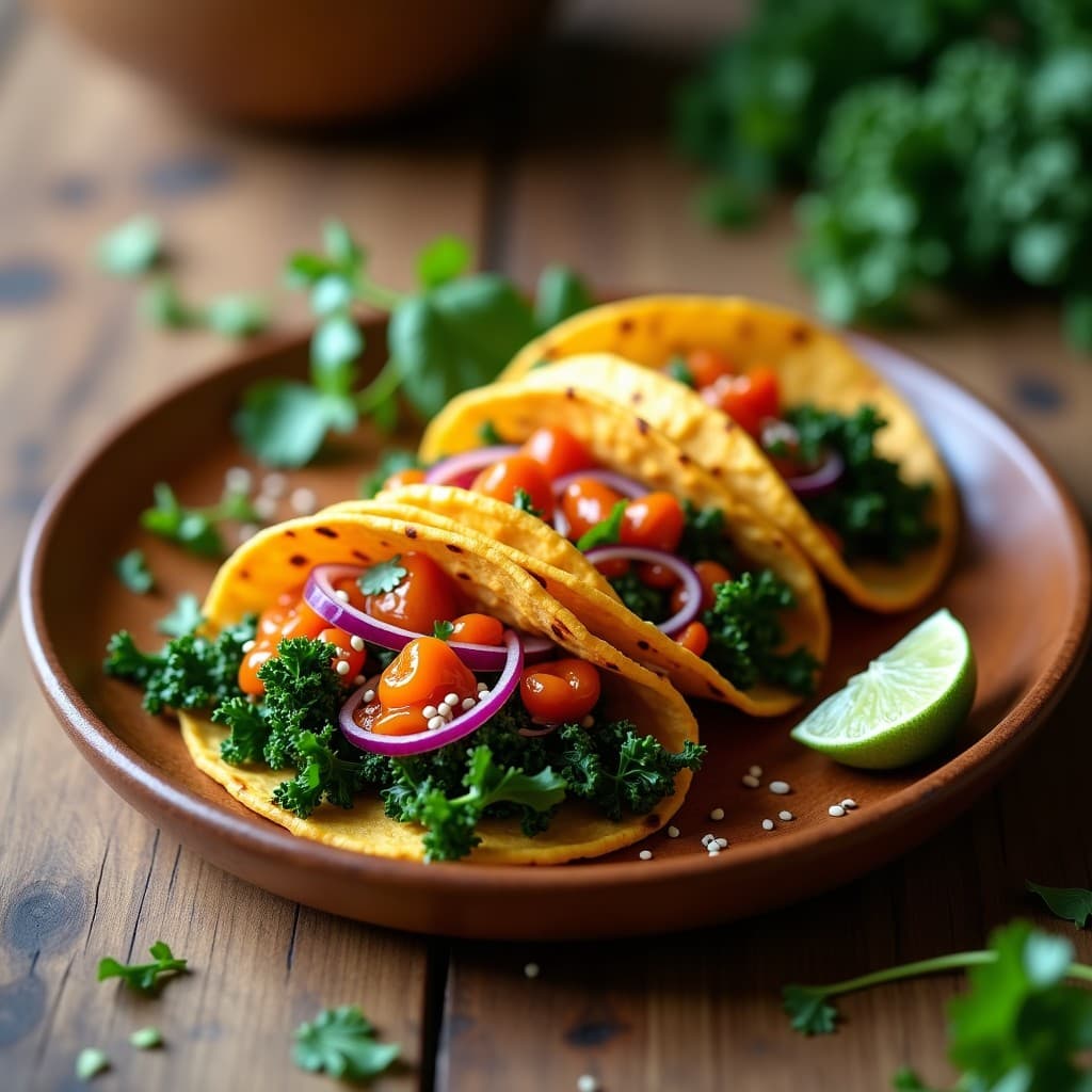 Tacos de Col Rizada y Queso de Albaricoque: Receta Vegana Dulce-Salada en Airfryer