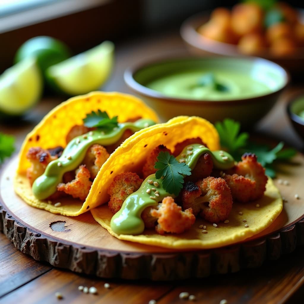 Tacos de Coliflor Ahumada con Salsa de Cilantro y Limón: Receta Mexicana Keto