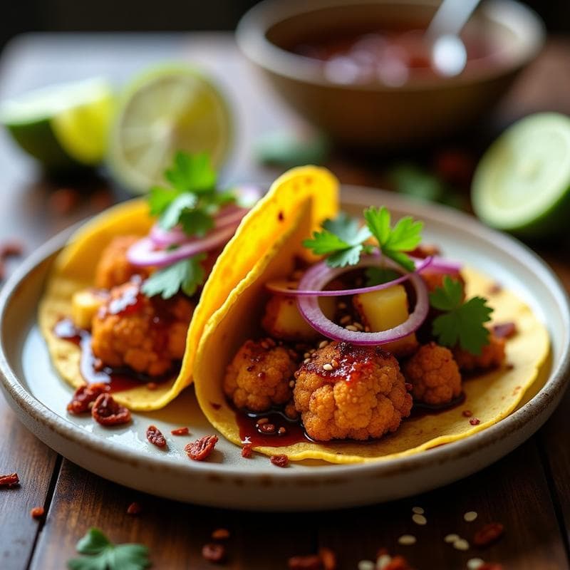 Tacos de Coliflor al Pastor con Salsa de Tamarindo: Receta Vegana y Sin Gluten