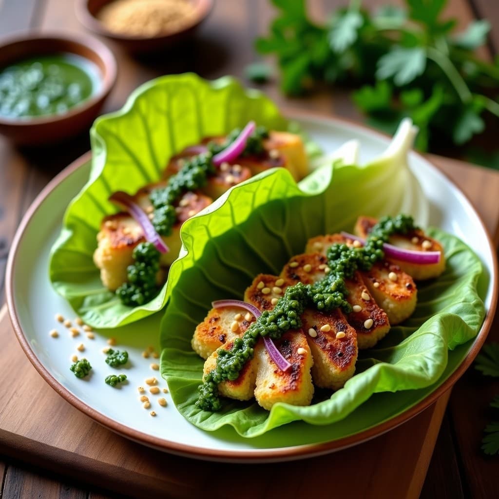 Tacos de Coliflor Asada y Chimichurri de Perejil: Receta Keto y Sin Gluten en Airfryer