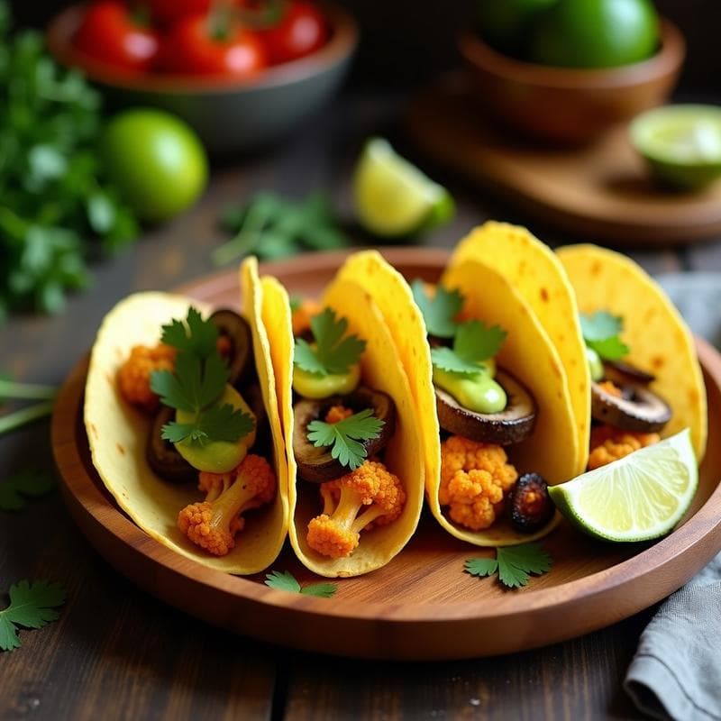 Tacos de Coliflor y Barbacoa de Champiñones: Receta Vegana en Airfryer con Salsa de Aguacate