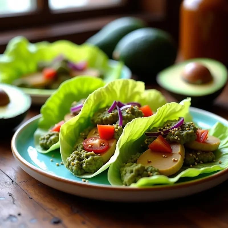 Tacos de Coliflor Crudiveganos con Guacamole de Aguacate Negro y Polvo de Hongo Chaga: Receta Mexicana Antiinflamatoria en 15 Minutos