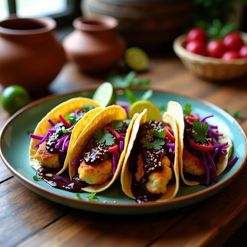 Tacos de Coliflor al Mole Poblano: Receta Vegana y sin Gluten con Toque Mexicano