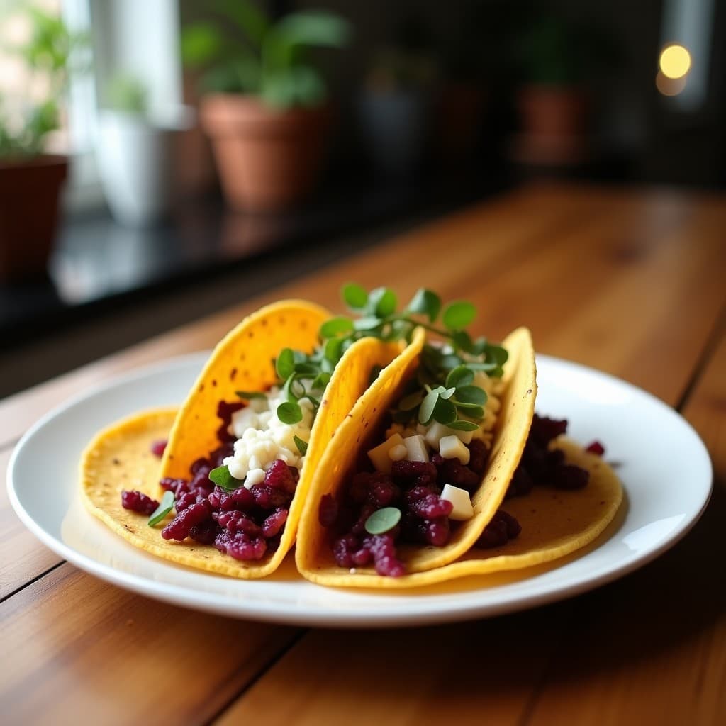 Tacos de Coliflor Morada con Tapena de Aceitunas Negras y Anchoas Veganas: Receta Mexicana Sin Gluten