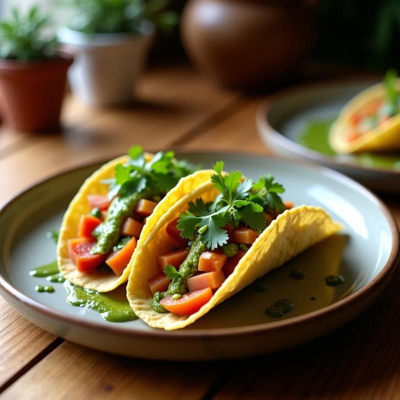 Tacos de Coliflor y Pesto de Cilantro: Receta Mexicana Vegana en Airfryer sin Aceite