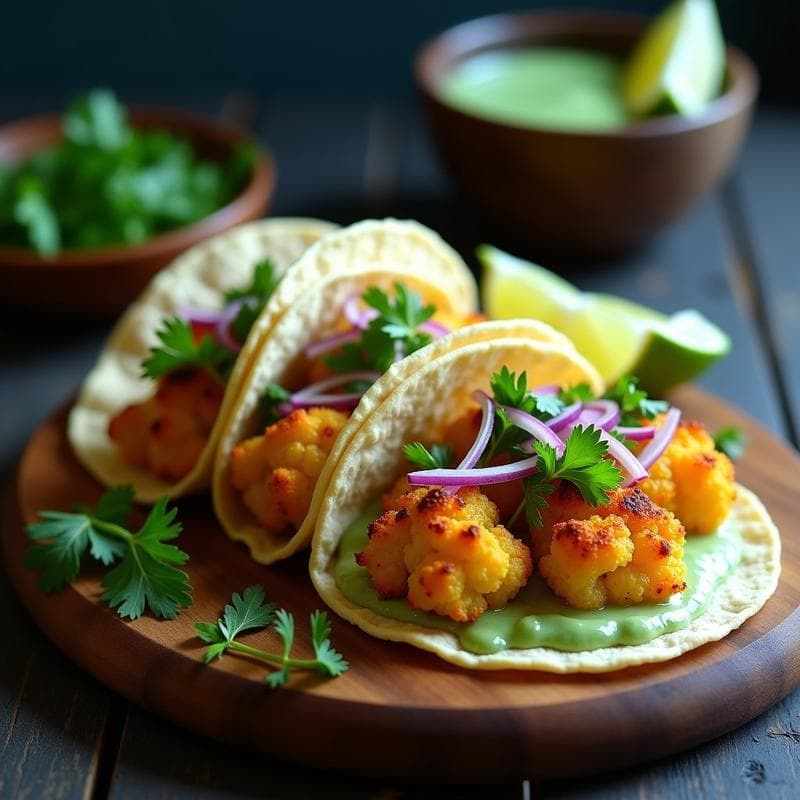 Tacos de Coliflor Asada con Salsa de Piparras: Receta Vasca Vegana en Airfryer