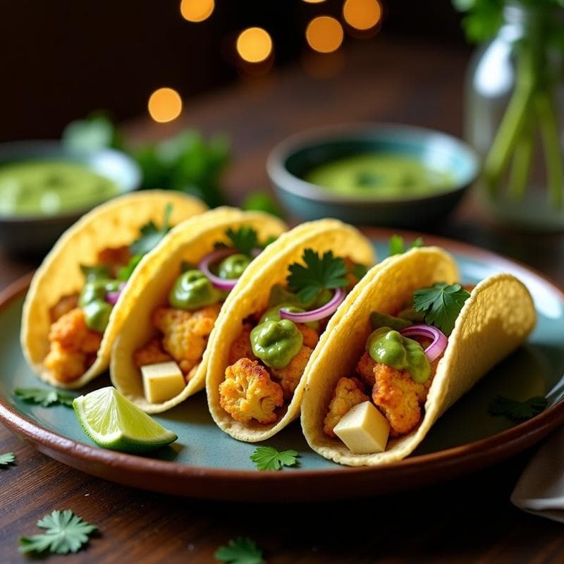 Tacos de Coliflor y Queso Paneer con Salsa de Cilantro: Receta Indiana en Airfryer y Alta en Proteína