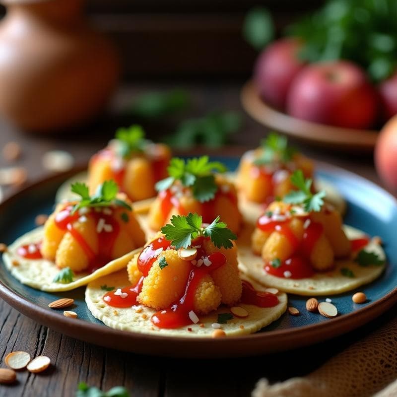Tacos de Coral de Stone Fruit y Salsa de Chile de Árbol: Receta Vegana Mexicana Crujiente