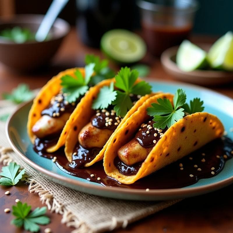 Tacos de Corazón de Alcachofa con Mole Negro: Receta Vegana en Airfryer con Toque Oaxaqueño