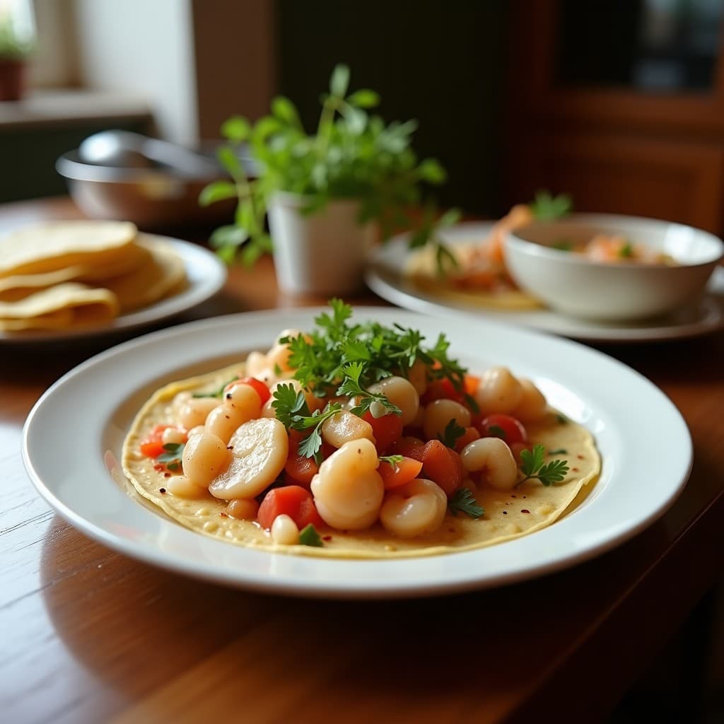 Tacos de Corazón de Palma y Ceviche de Camarón: Receta Fusion Peruano-Brasileña Crujiente