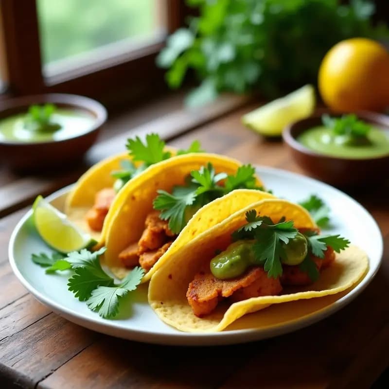 Tacos de Corazón de Palmitos y Salsa de Guacamol de Arvejas: Receta Vegana Sin Gluten