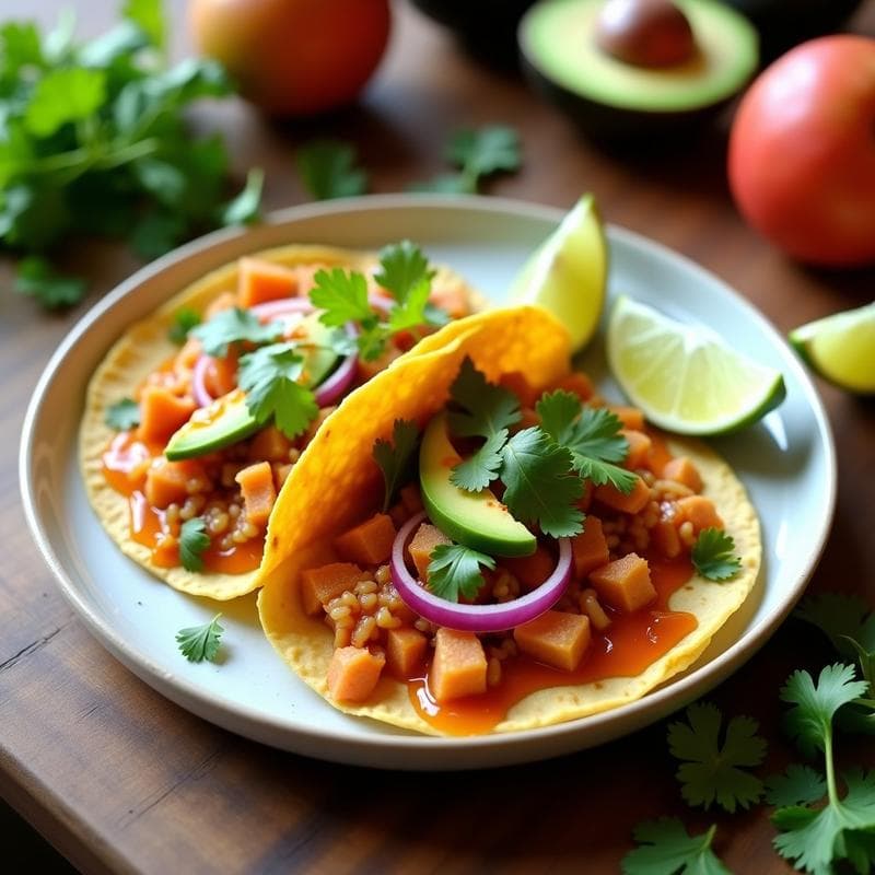 Tacos de Corazón de Palmitos Desmenuzados: Receta Vegana con Salsa de Guayaba y Chile en Airfryer