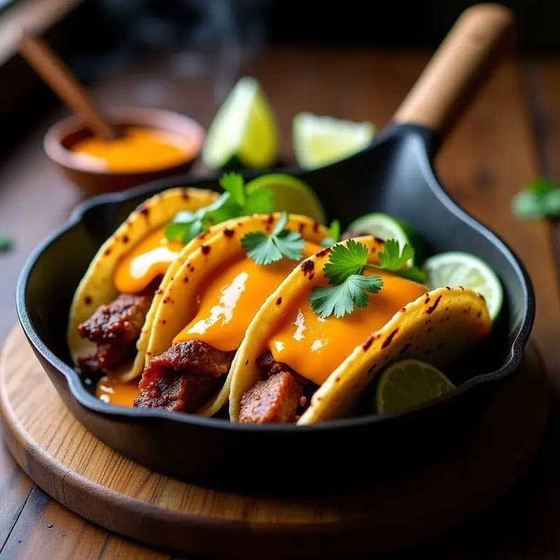 Tacos de Costilla Ahumada con Queso Cheddar y Salsa de Mango Habanero: Fusión Mexicano-Texana