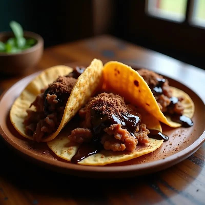 Tacos de Costilla de Cerdo Desmenuzada con Pan de Churro y Salsa de Chocolate: Receta Fusion Mexicana Extrema