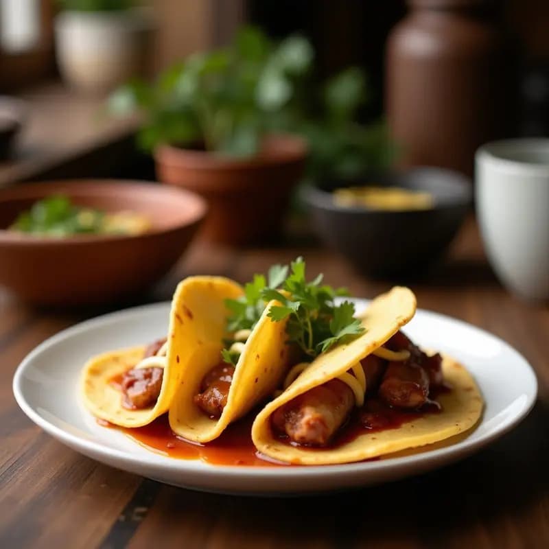 Tacos de Costilla de Cerdo Desmenuzada con Queso Fundido y Salsa de Chipotle: Sabores Intensos en Cada Mordisco