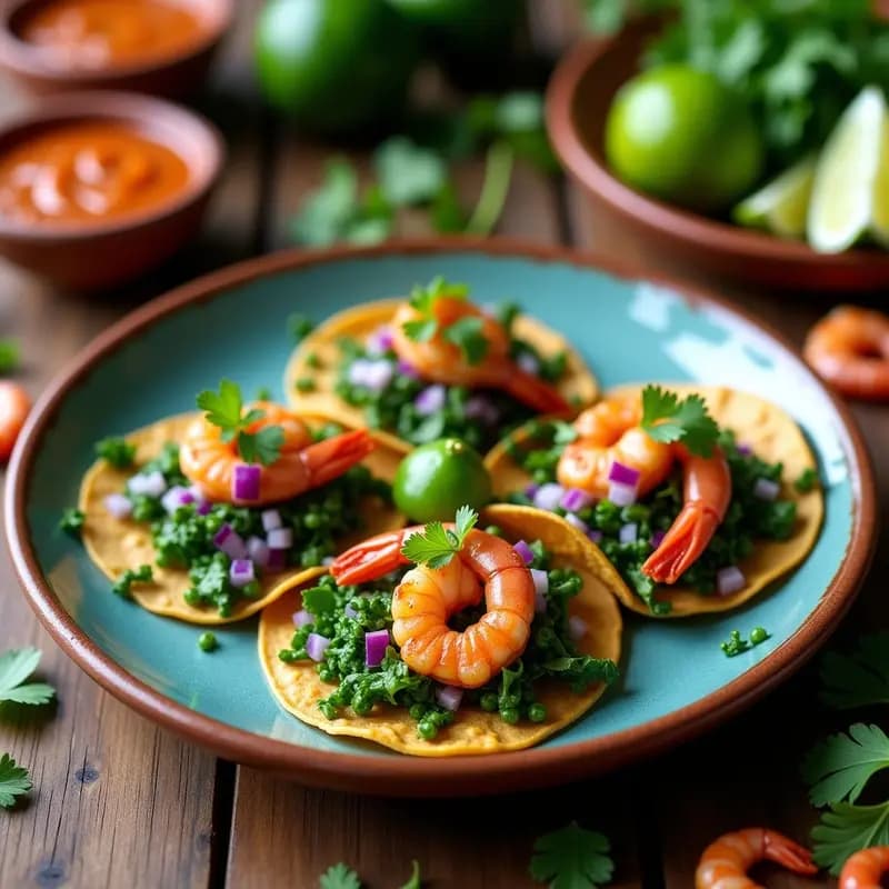 Tacos de Dale y Camarones: Receta Mexicana con Salsa de Chipotle y Lima
