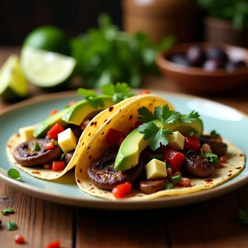 Tacos de Champiñones al Ajo Negro: Receta Vegana Rápida y Alta en Proteína