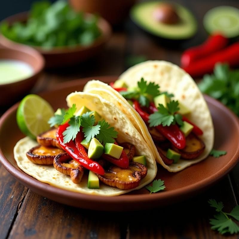 Tacos de Hongo Chanterelle y Pimientos Asados: Receta Gourmet en Airfryer con Umami