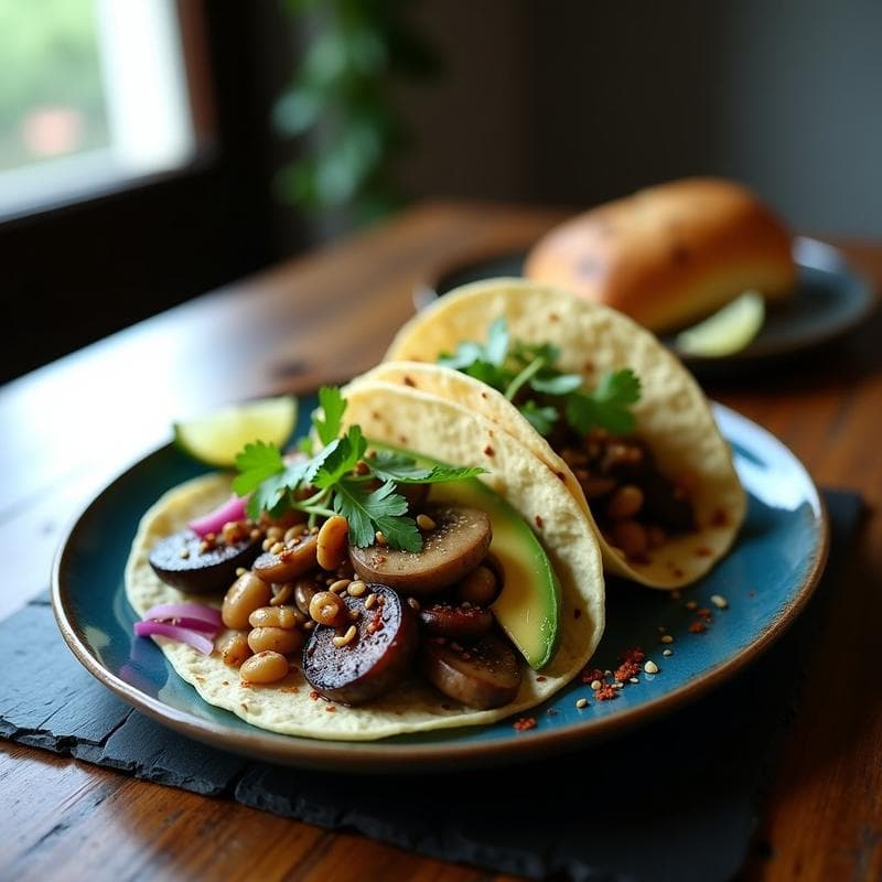 Tacos de Hongo Ostrich y Champiñones Salvajes: Receta Gourmet en 20 Minutos con Toque Ahumado