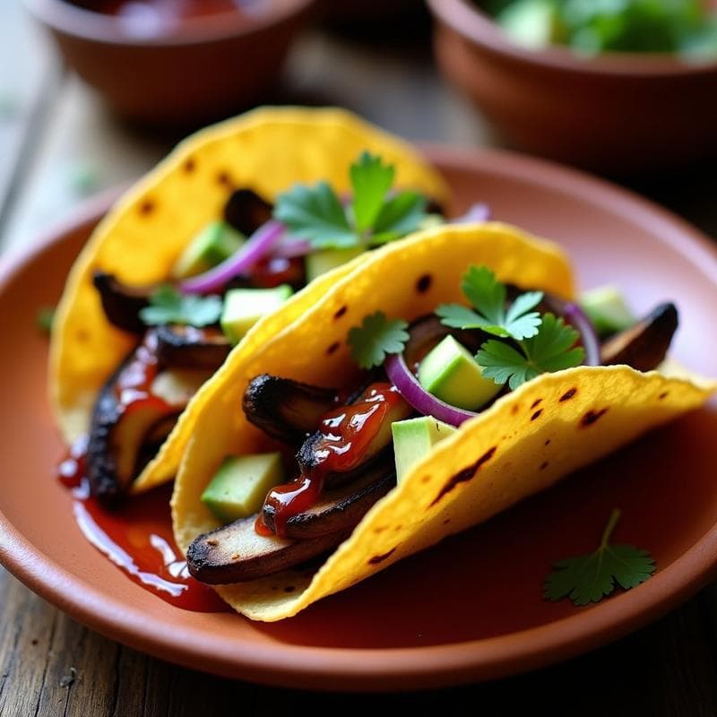 Tacos de Hongo Shitake Ahumado con Salsa Chipotle: Receta Vegana Rápida y Alta en Umami
