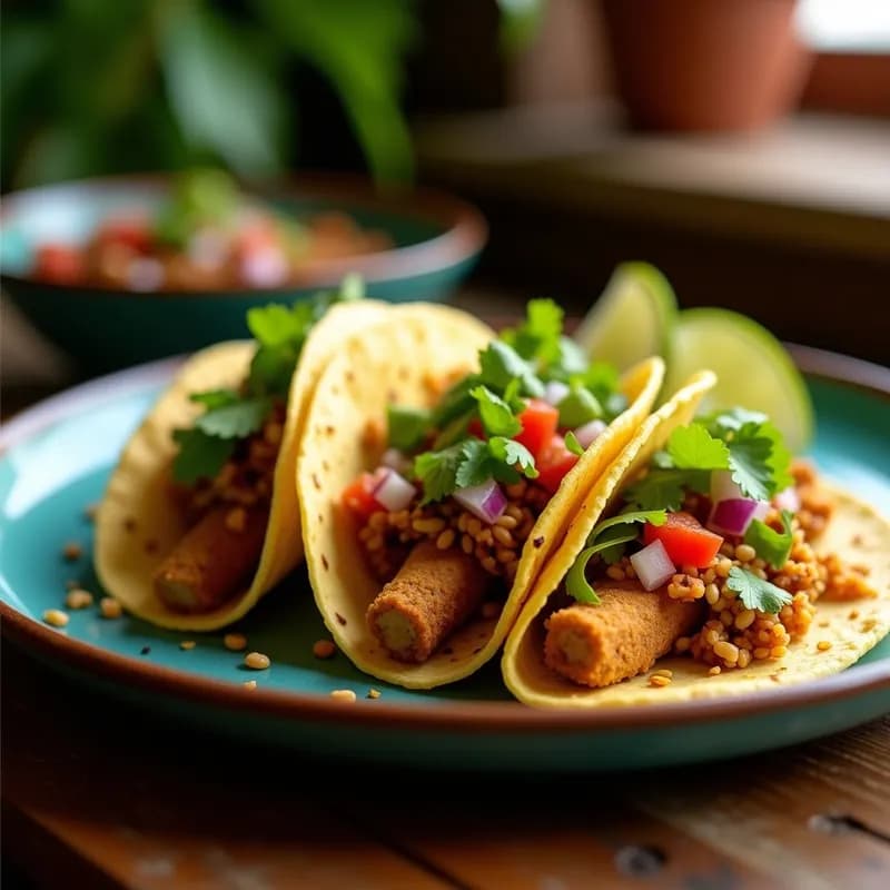 Tacos de Hongos Oyster con Salsa de Verdolaga: Receta Vegana Alta en Proteína y Sin Gluten