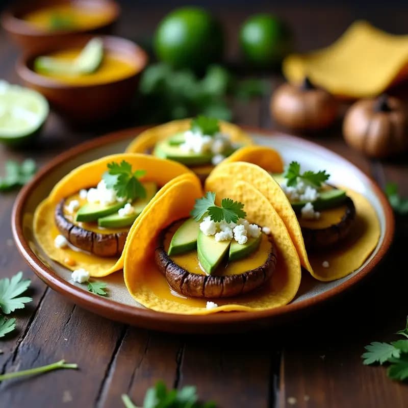 Tacos de Hongos Portobello al Ají Amarillo: Receta Peruana Alta en Proteína y Sin Carne