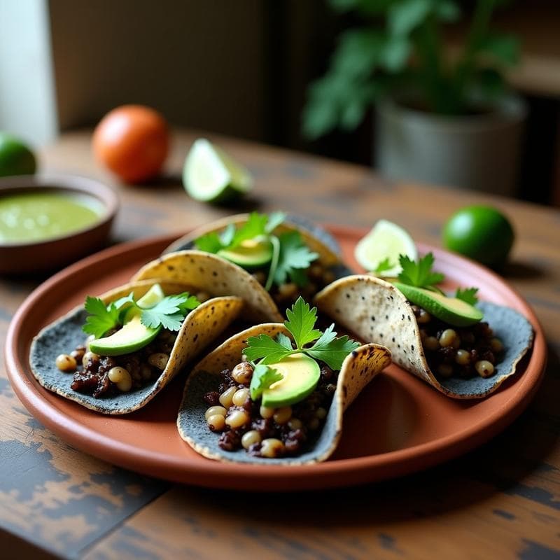 Tacos de Huitlacoche Veganos: Receta Auténtica con Hongos y Maíz Azul en 20 Minutos