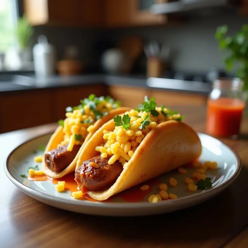 Tacos de Donut Glaseado Rellenos de Carne Picante y Queso Nacho: Fusión Dulce-Salado Extrema