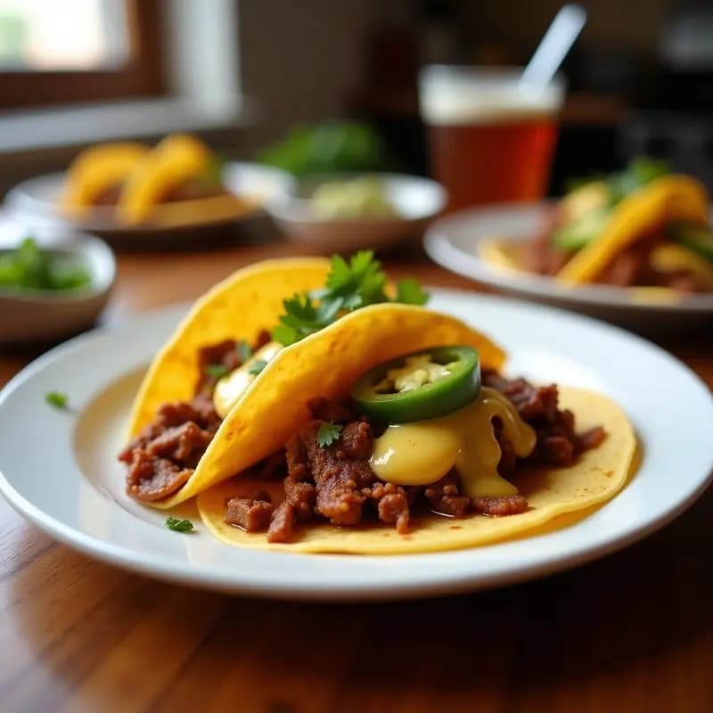 Tacos Dorados de Barbacoa con Queso Cheddar y Salsa de Jalapeños: Crunchy, Jugosos y Llenos de Sabor