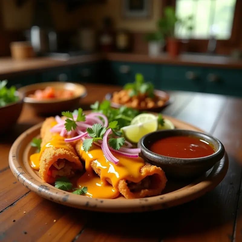 Tacos Dorados de Birria con Queso Fundido y Consomé: Sabores Intensos en Cada Bocado