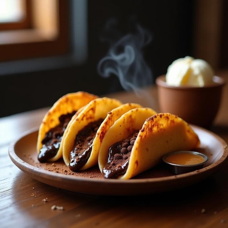 Tacos Dorados de Café y Chocolate Negro: Receta Gourmet Express para Postre