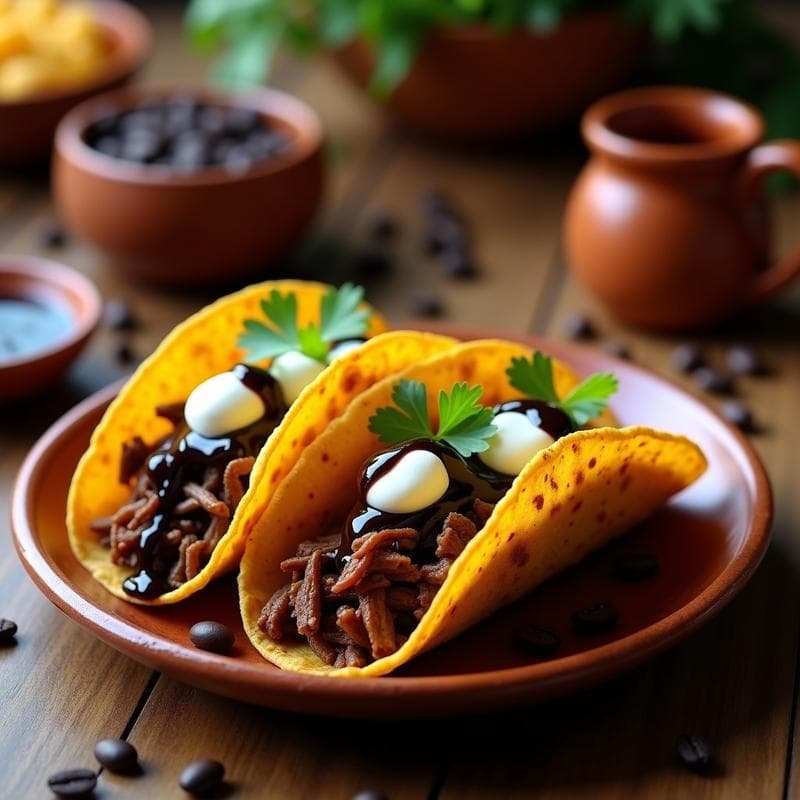 Tacos Dorados de Café: Receta en Olla Lenta con Salsa de Chocolate Amargo