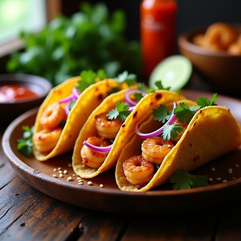 Tacos Dorados de Camarón con Ajonjolí: Receta Crujiente en Airfryer con Toque Asiático