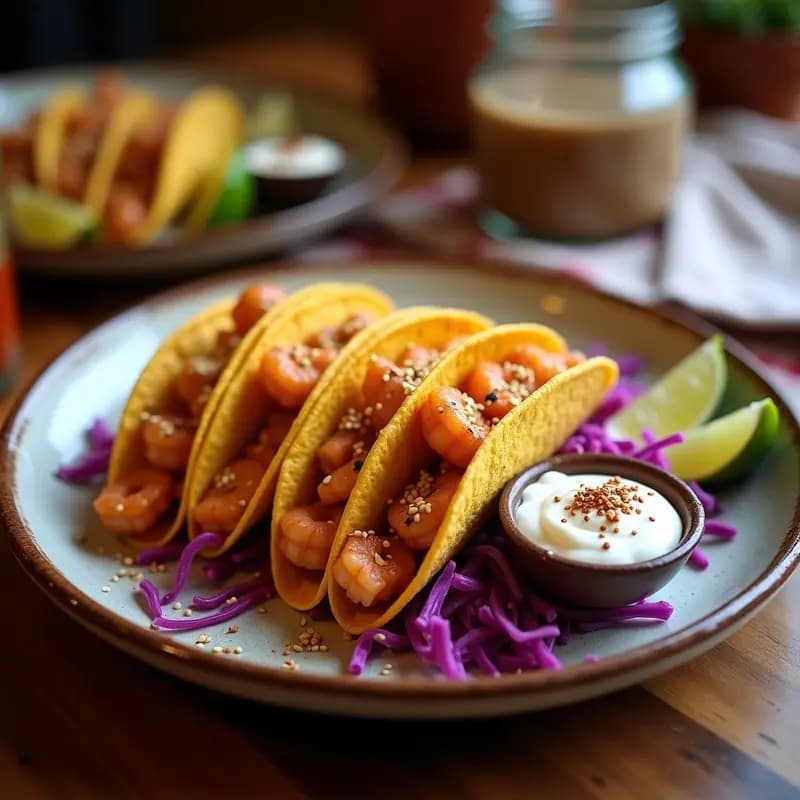 Tacos Dorados de Camarones con Ajonjolí: Receta Mexicana Crujiente y Rápida en 20 Minutos