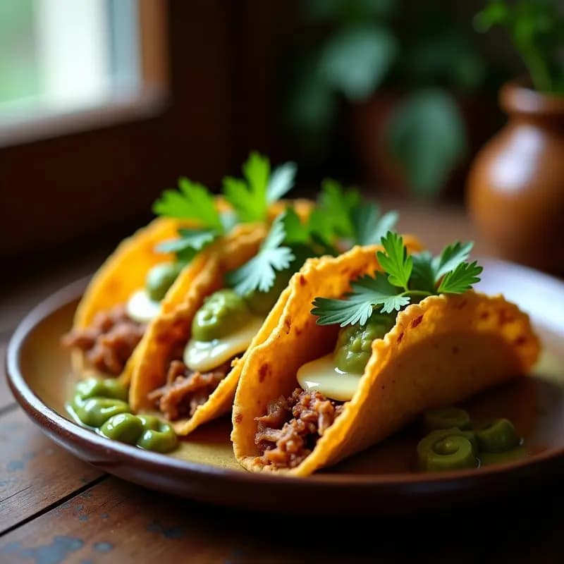 Tacos Dorados de Carnitas con Queso Oaxaca y Salsa Verde: Crunch y Sabor en Cada Bocado