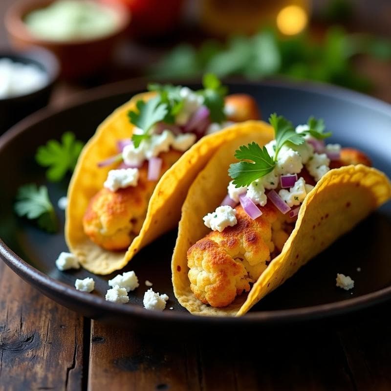 Tacos Dorados de Coliflor con Queso Azul: Receta Sin Gluten y Alta en Proteína