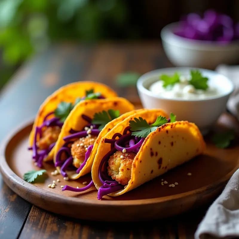 Tacos Dorados de Coliflor y Repollo Morado: Receta Crunchy y Sin Gluten en 20 Minutos