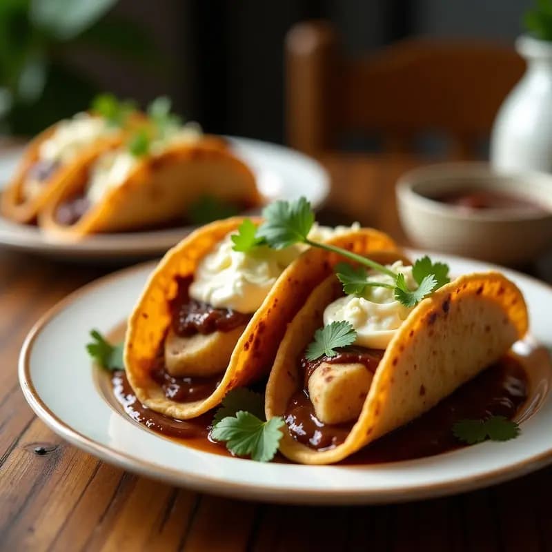 Tacos Dorados de Crema de Cacahuete y Plátano con Salsa de Chocolate: Receta Mexicana de Postre Frito