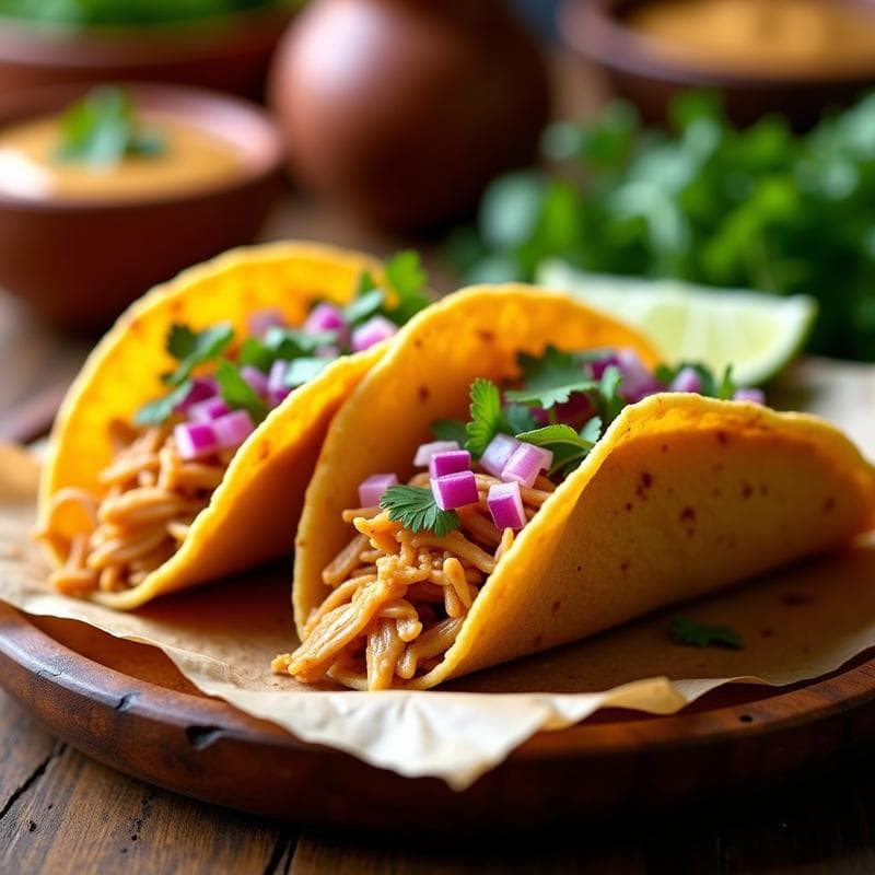 Tacos Dorados de Pollo en Salsa de Cacahuate: Receta Express en 20 Minutos con Toque Mexicano