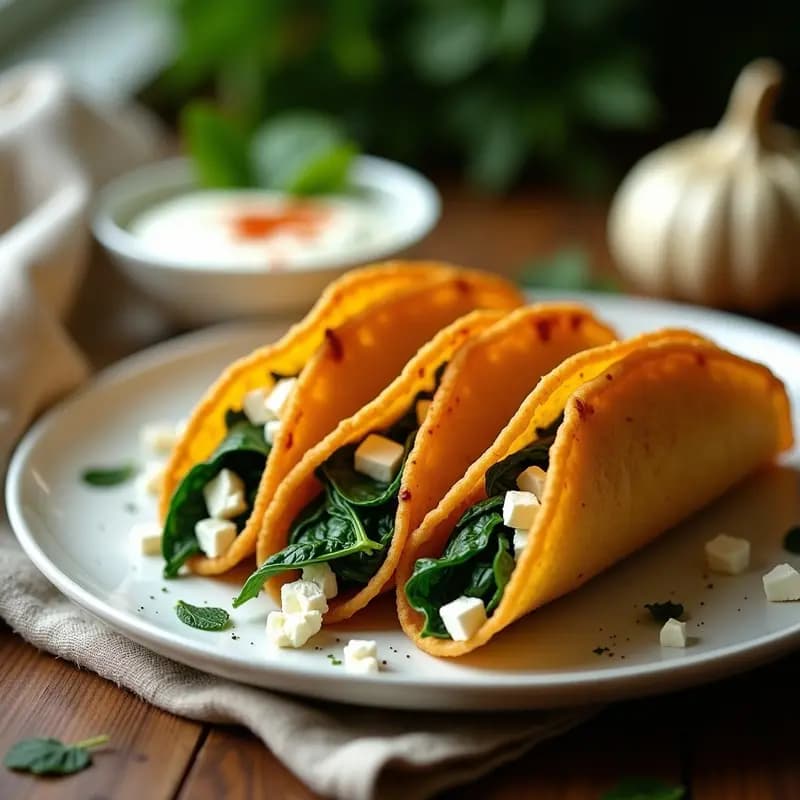 Tacos Dorados de Espinaca y Queso Feta: Receta Rápida y Crujiente en Airfryer