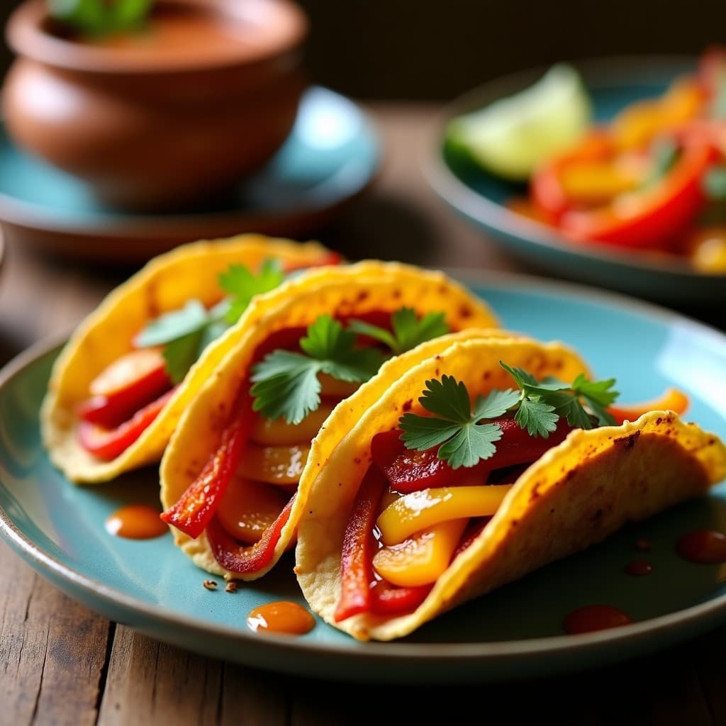 Tacos Dorados de Queso Halloumi y Pimientos Asados: Receta Mexicana Vegana en Airfryer