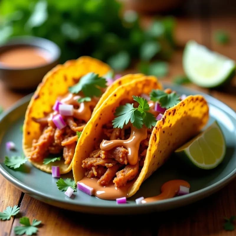 Tacos Dorados de Jackfruit Ahumado: Receta Vegana con Salsa Chipotle en 20 Minutos