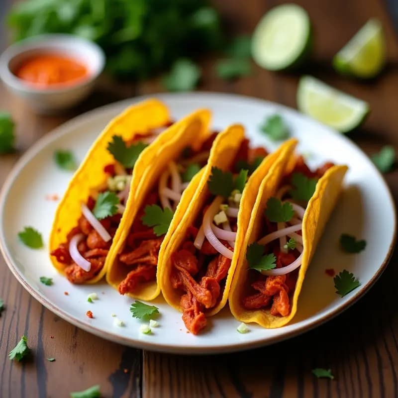 Tacos Dorados de Jackfruit al Pibil: Receta Vegana con Aroma a Achiote y Naranja